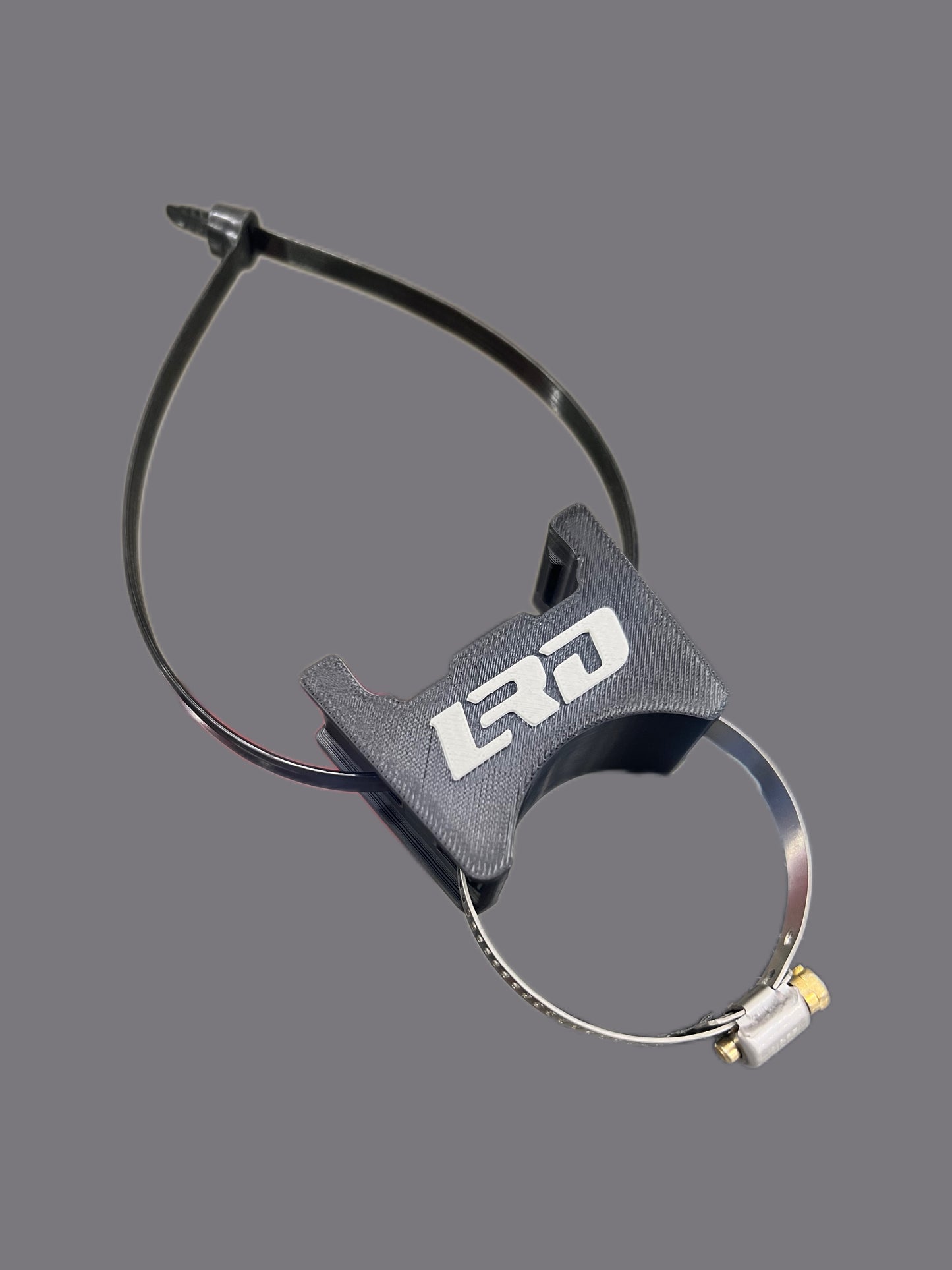Bar-mount base for in-line helmet fan—zip-tie detents